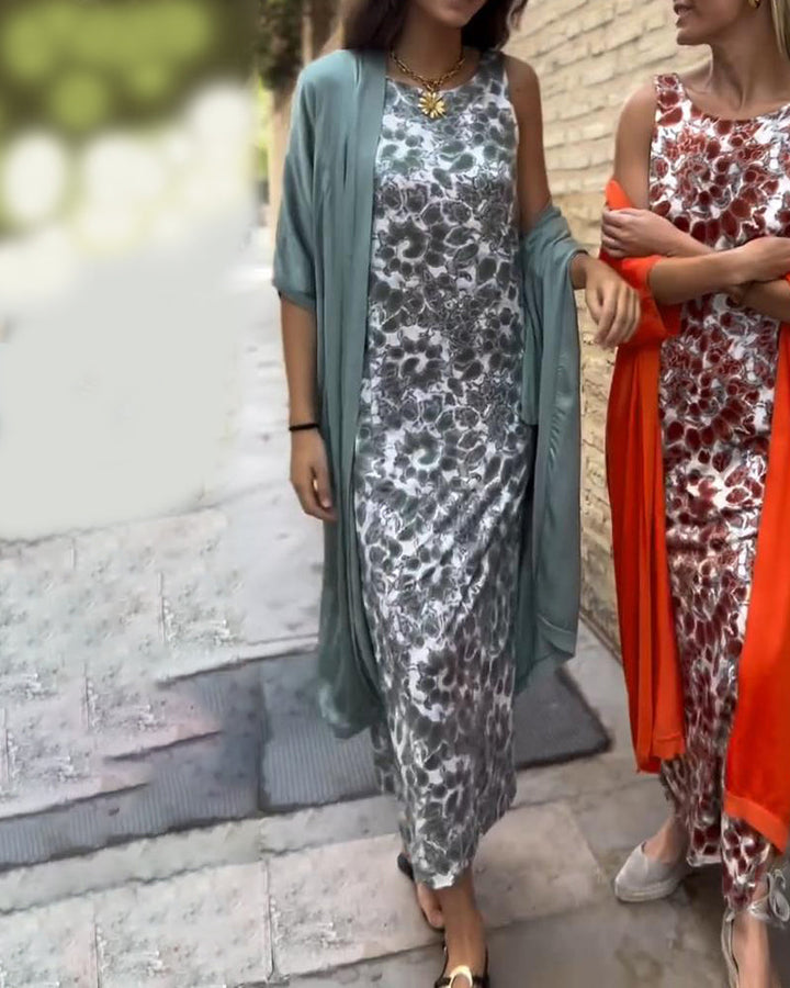 Véronique™ Ensemble Élégant | Robe Maxi Fluide et Veste Légère