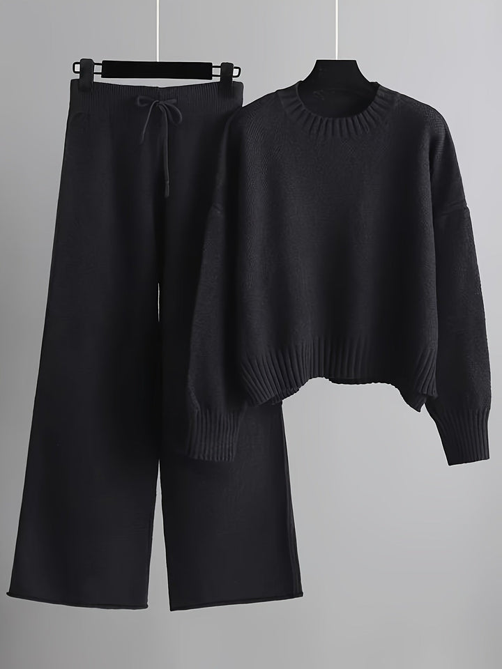 Émilie™ Ensemble Tricot Douillet | Pull Décontracté et Pantalon Large