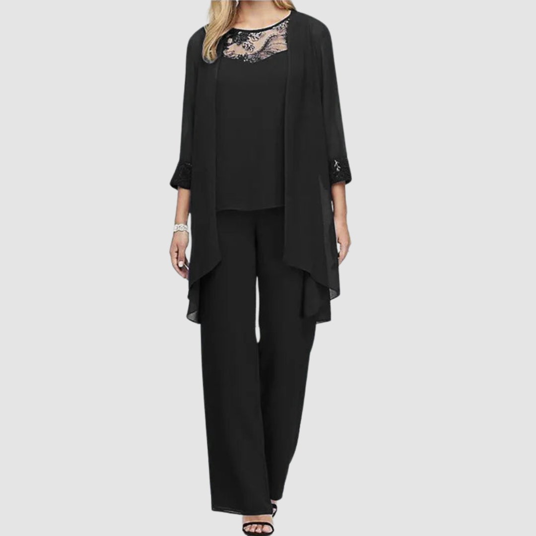 Iva™ Ensemble Trois Pièces Élégant | Haut, Veste et Pantalon Coordonnés
