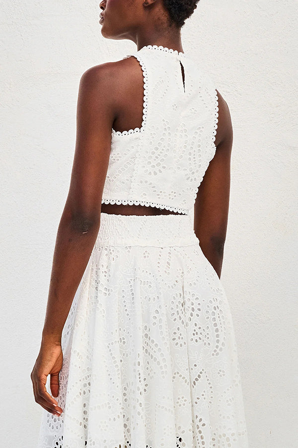 Larissa™ Ensemble Haut Brodé et Jupe Maxi Taille Haute | Tenue Élégante