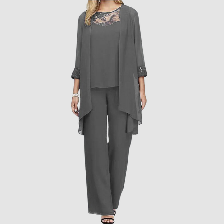 Iva™ Ensemble Trois Pièces Élégant | Haut, Veste et Pantalon Coordonnés