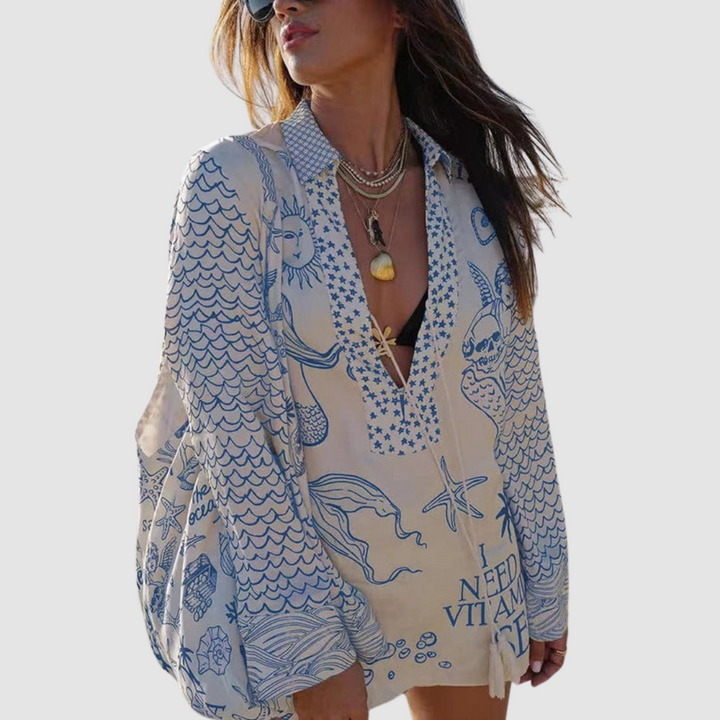 Olivia™ Ensemble Élégant | Chemise Col V et Short Taille Élastique