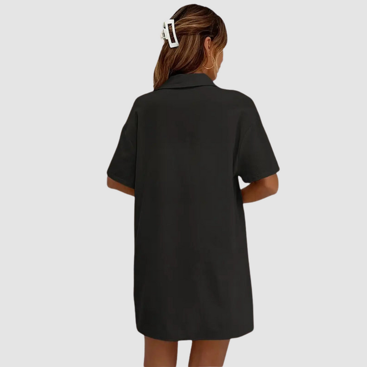 Françoise™ Ensemble Estival Élégant | Haut Boutonné Manches Courtes et Short à Cordon