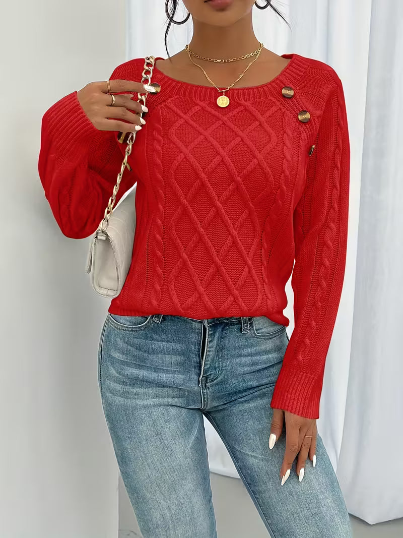 Pull Juliette | Col Carré & Boutons Bijoux
