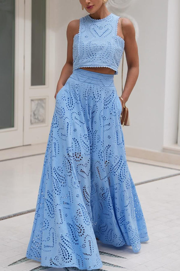 Larissa™ Ensemble Haut Brodé et Jupe Maxi Taille Haute | Tenue Élégante