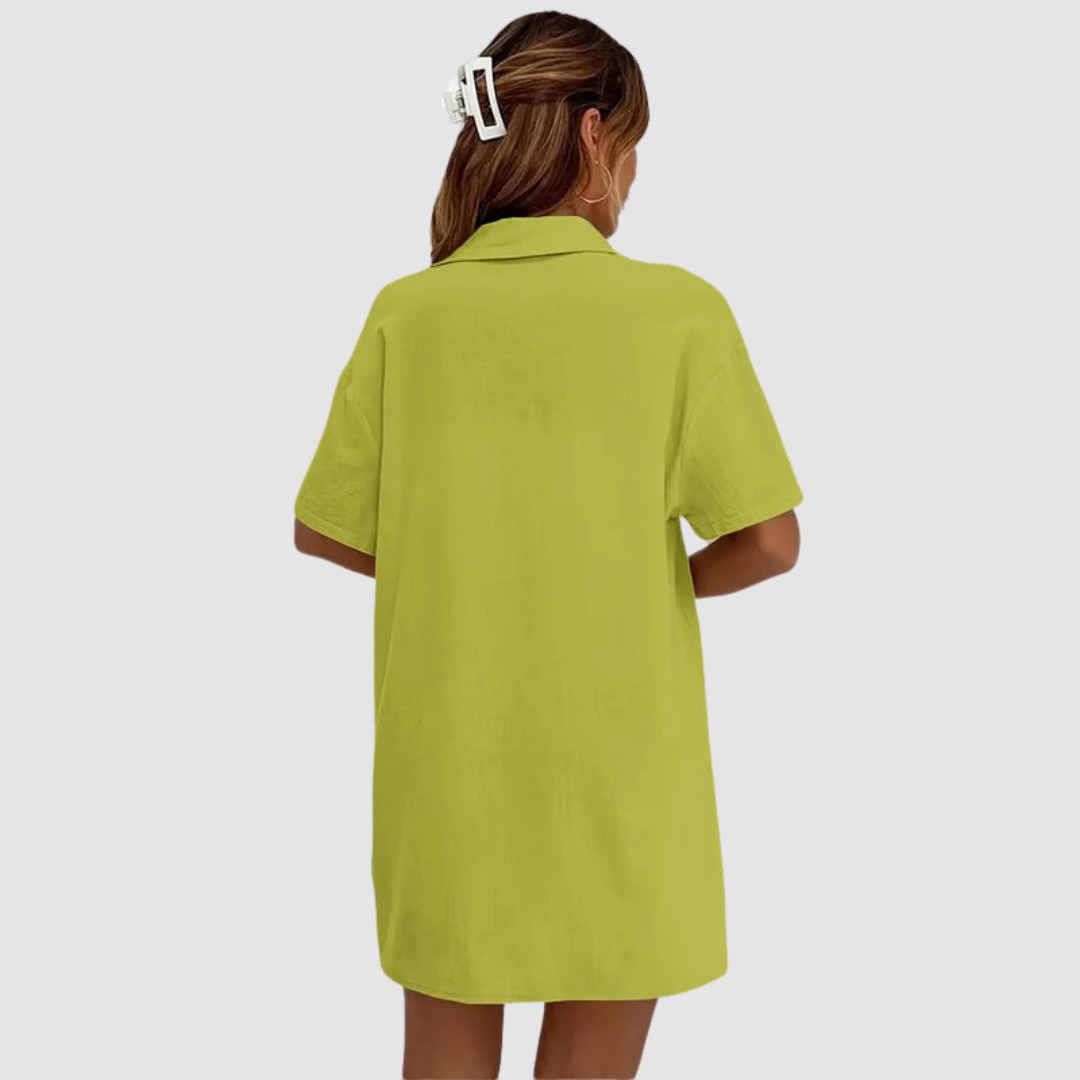 Françoise™ Ensemble Estival Élégant | Haut Boutonné Manches Courtes et Short à Cordon