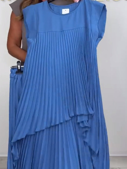Sherry™ Ensemble Haut Plissé Midi et Pantalon Large | Ensemble Élégant