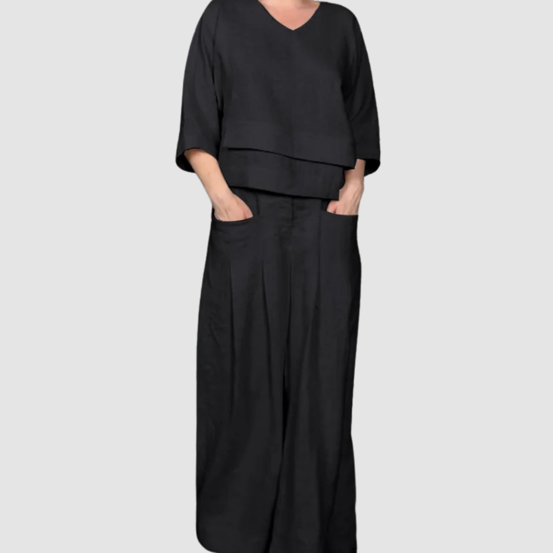 Vina™ Ensemble Décontracté | Haut Asymétrique et Pantalon Large