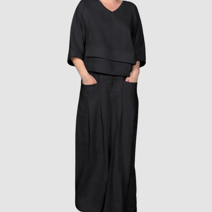 Vina™ Ensemble Décontracté | Haut Asymétrique et Pantalon Large