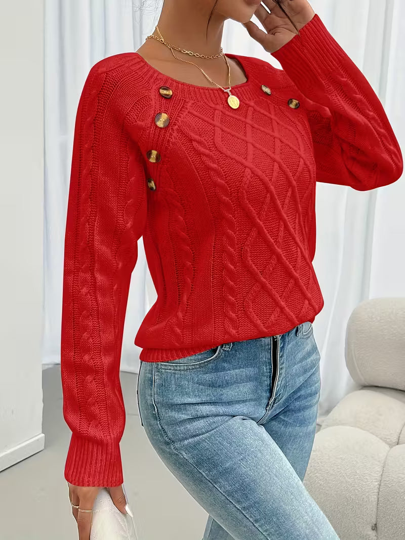 Pull Juliette | Col Carré & Boutons Bijoux