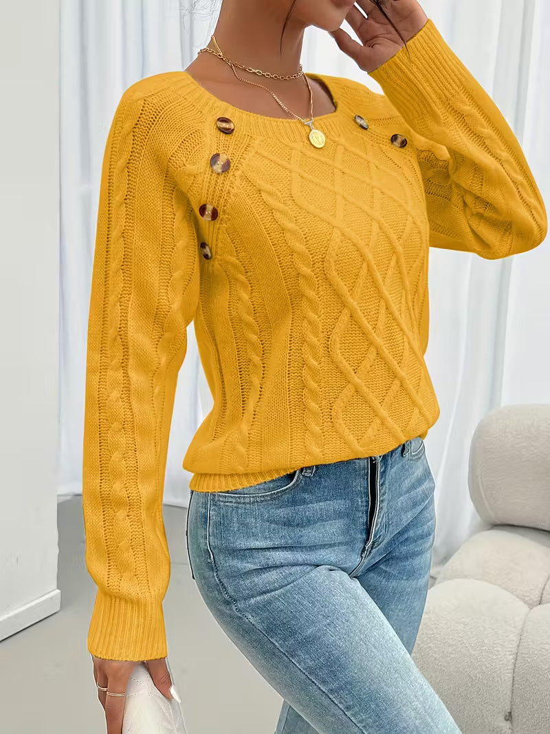 Pull Juliette | Col Carré & Boutons Bijoux