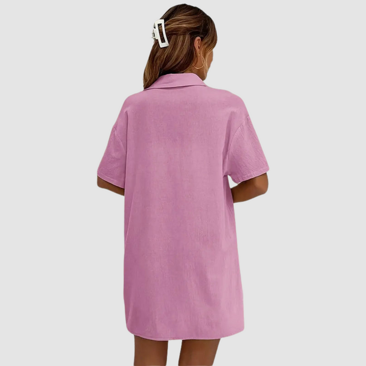 Françoise™ Ensemble Estival Élégant | Haut Boutonné Manches Courtes et Short à Cordon