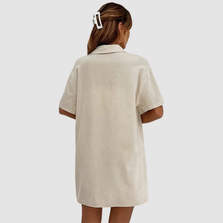 Françoise™ Ensemble Estival Élégant | Haut Boutonné Manches Courtes et Short à Cordon