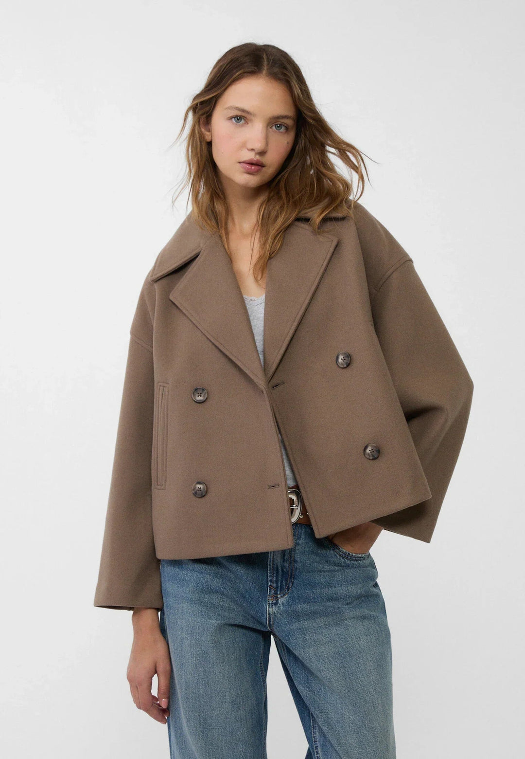 Veste courte chic à double boutonnage