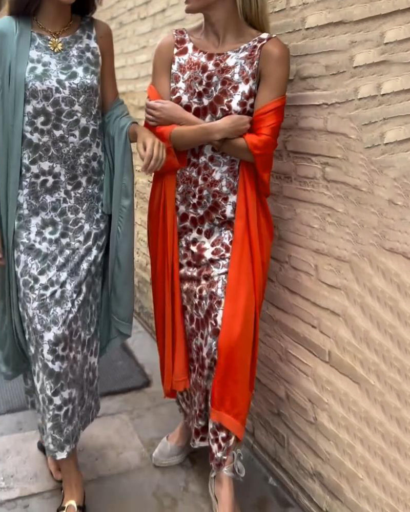 Véronique™ Ensemble Élégant | Robe Maxi Fluide et Veste Légère