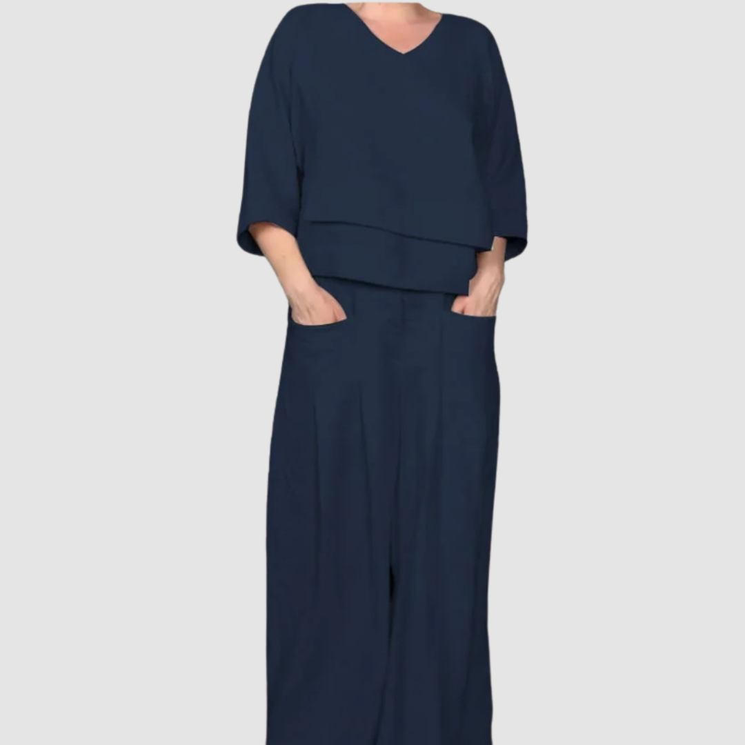 Vina™ Ensemble Décontracté | Haut Asymétrique et Pantalon Large