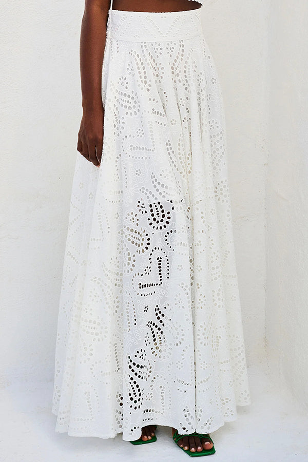 Larissa™ Ensemble Haut Brodé et Jupe Maxi Taille Haute | Tenue Élégante