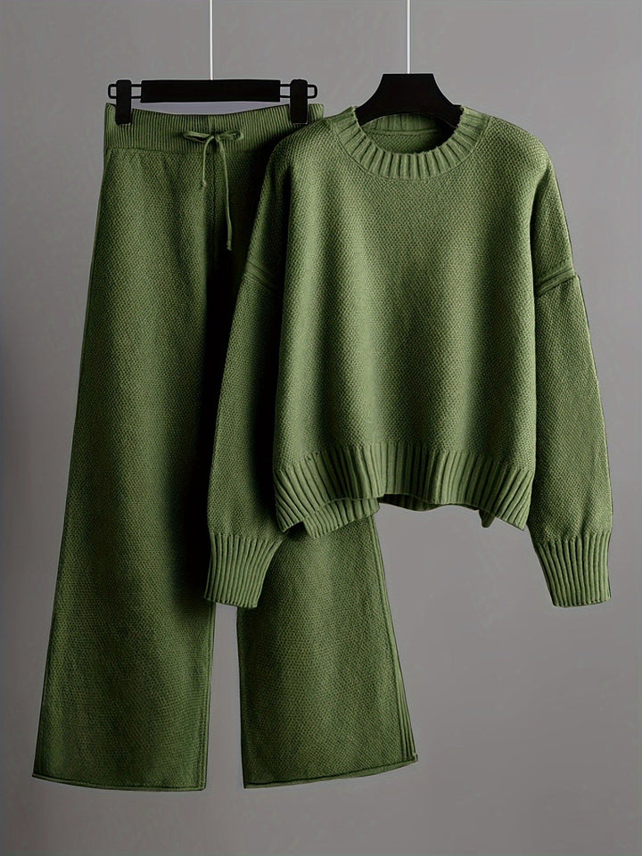 Émilie™ Ensemble Tricot Douillet | Pull Décontracté et Pantalon Large