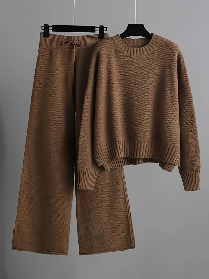 Émilie™ Ensemble Tricot Douillet | Pull Décontracté et Pantalon Large