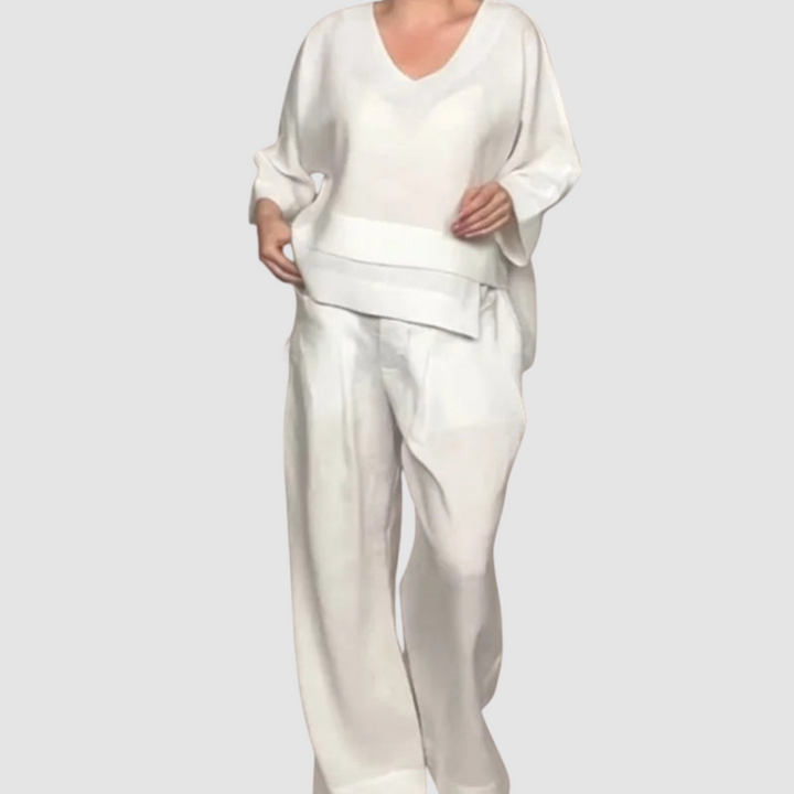 Vina™ Ensemble Décontracté | Haut Asymétrique et Pantalon Large