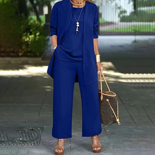 Lanie™ Ensemble Casual Élégant Trois Pièces | Haut, Cardigan et Pantalon Large