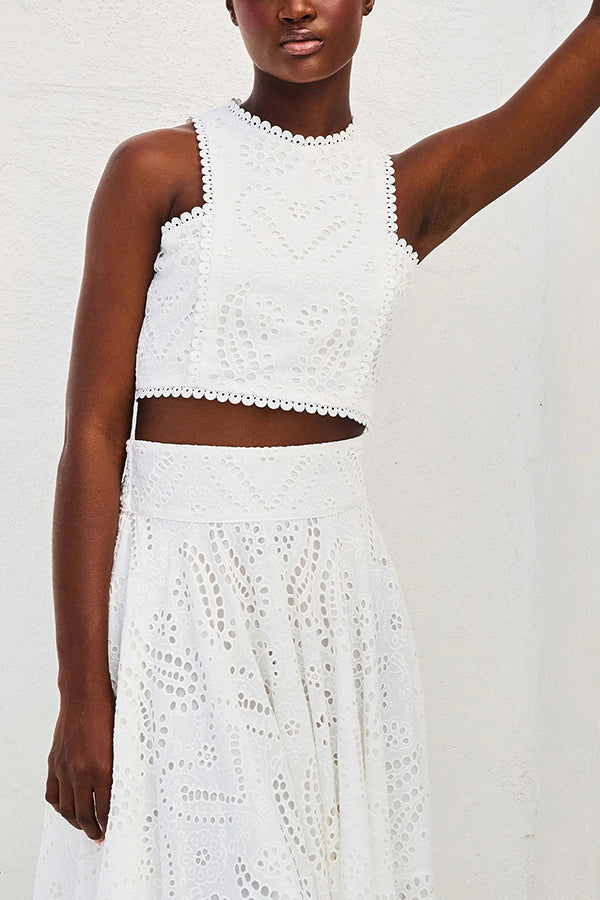 Larissa™ Ensemble Haut Brodé et Jupe Maxi Taille Haute | Tenue Élégante
