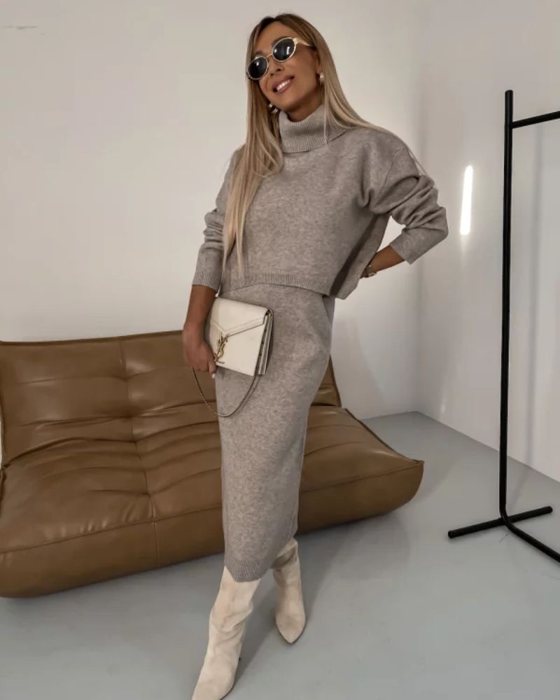 Darla™ Ensemble Tricot Élégant | Robe et Haut en Maille Coordonnés