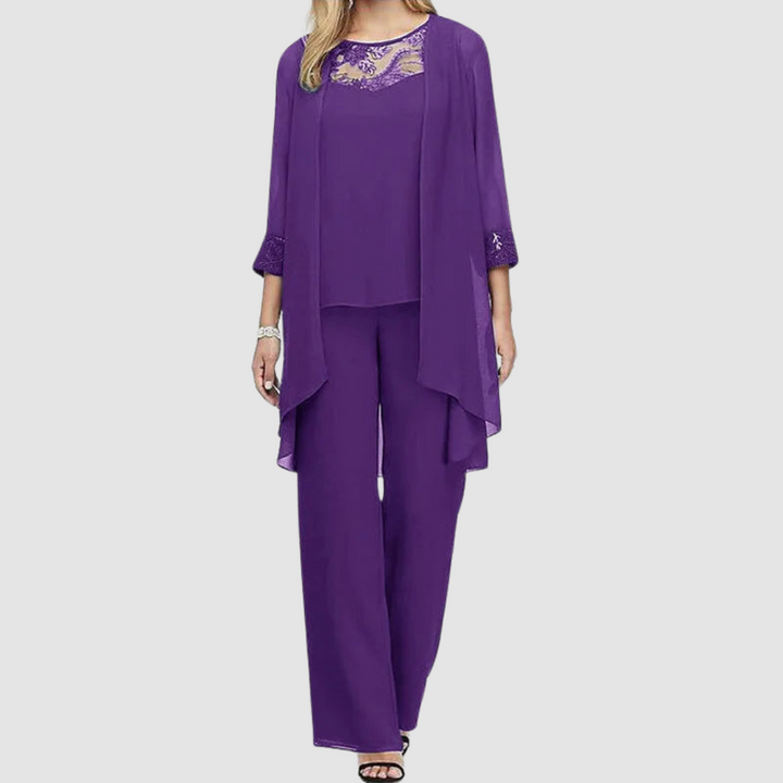 Iva™ Ensemble Trois Pièces Élégant | Haut, Veste et Pantalon Coordonnés