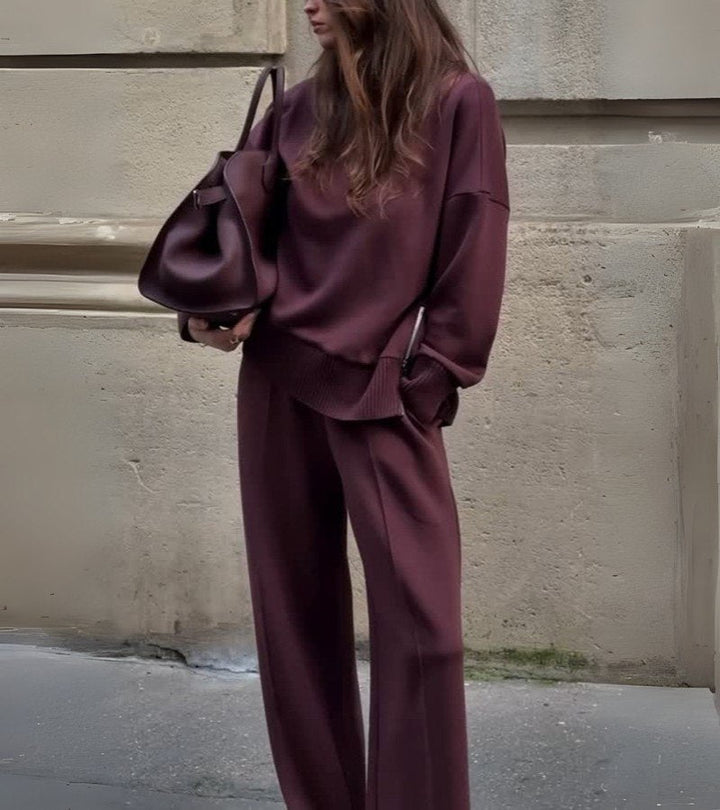 Elisa™ Ensemble Doux | Haut Col Montant et Pantalon Large