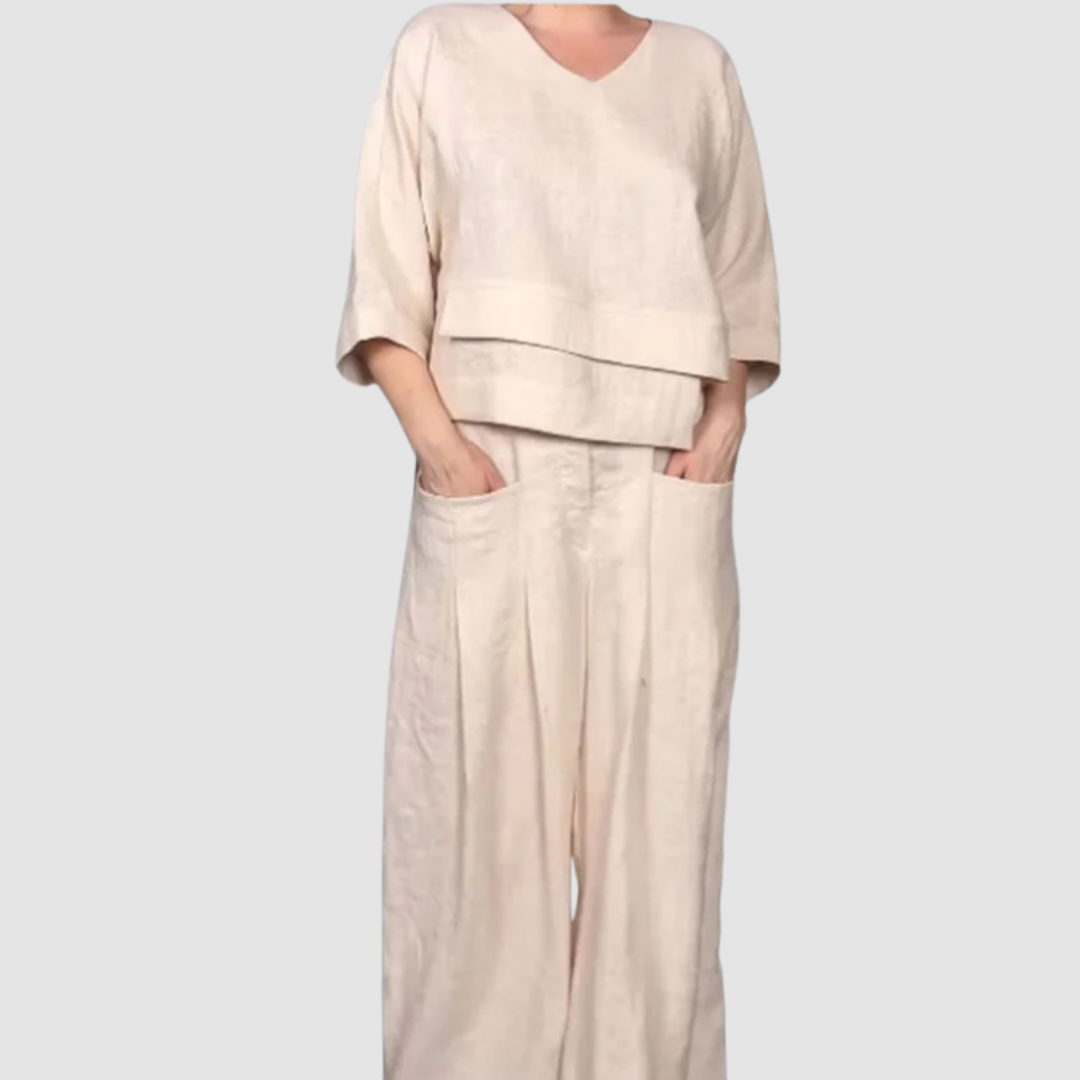 Vina™ Ensemble Décontracté | Haut Asymétrique et Pantalon Large