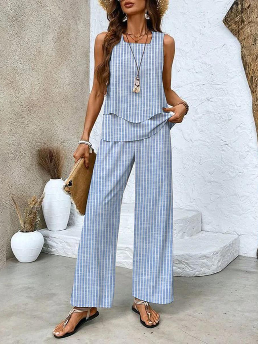 Juliette™ Ensemble Élégant | Blouse Fluide et Pantalon Large