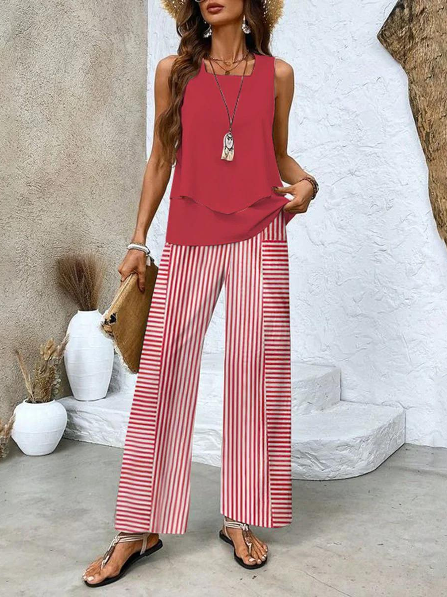 Juliette™ Ensemble Élégant | Blouse Fluide et Pantalon Large