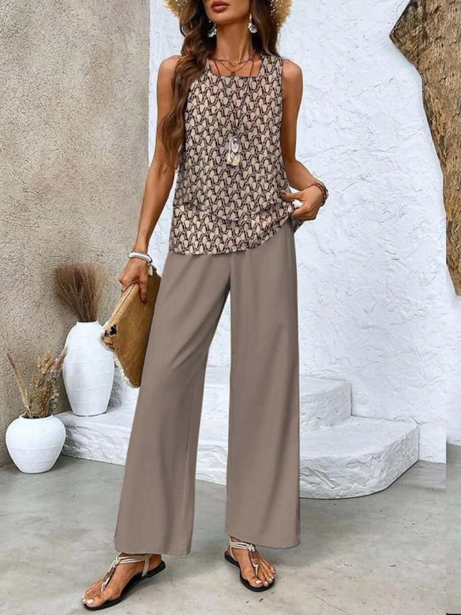 Juliette™ Ensemble Élégant | Blouse Fluide et Pantalon Large