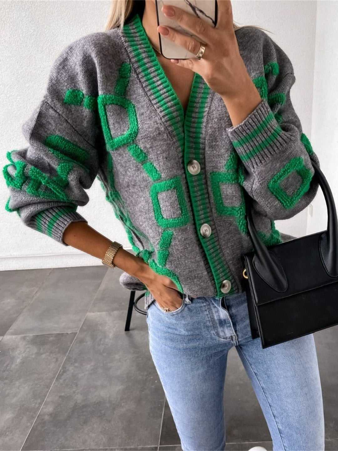 Amélie Marseille Maison | Cardigan géométrique multicolore