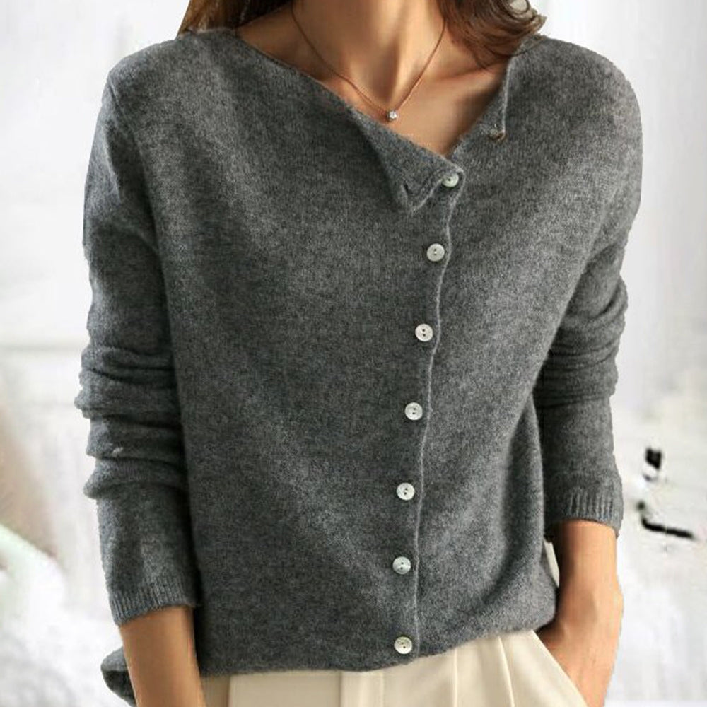 Silvia | Cardigan en cachemire à col asymétrique boutonné
