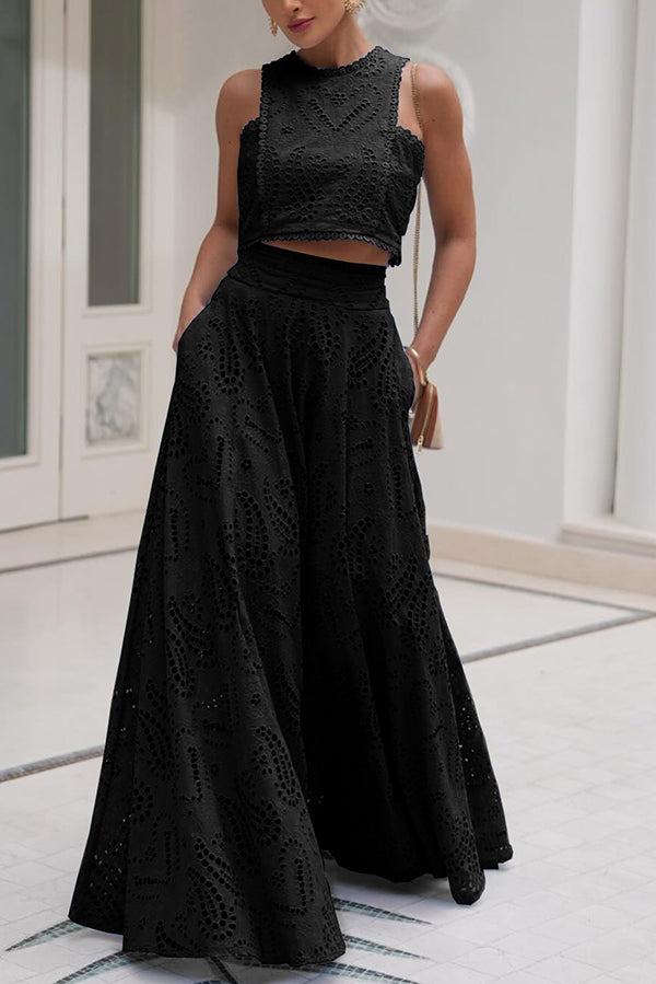 Larissa™ Ensemble Haut Brodé et Jupe Maxi Taille Haute | Tenue Élégante