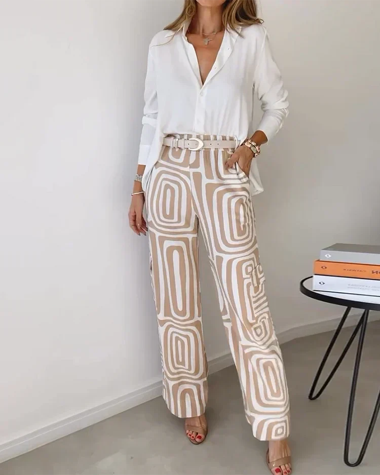 Kendra™ Ensemble Élégant | Blouse Chic et Pantalon Raffiné