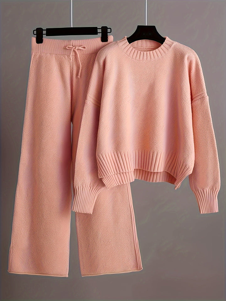 Émilie™ Ensemble Tricot Douillet | Pull Décontracté et Pantalon Large