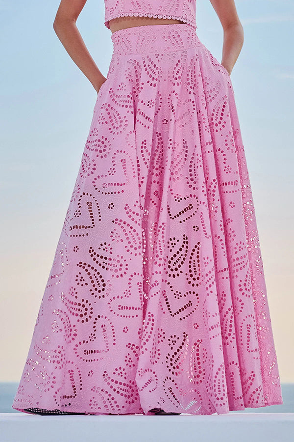 Larissa™ Ensemble Haut Brodé et Jupe Maxi Taille Haute | Tenue Élégante