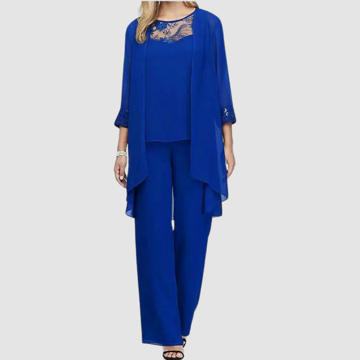 Iva™ Ensemble Trois Pièces Élégant | Haut, Veste et Pantalon Coordonnés
