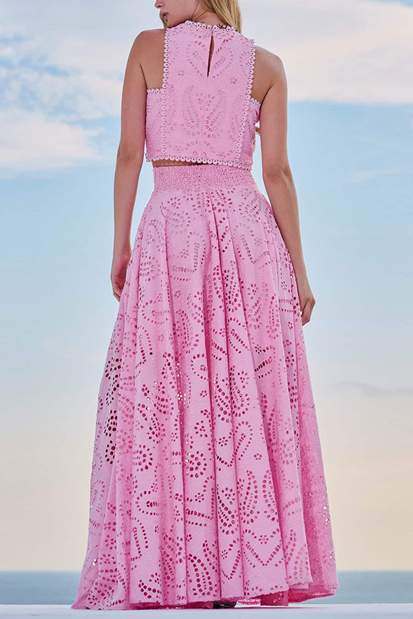 Larissa™ Ensemble Haut Brodé et Jupe Maxi Taille Haute | Tenue Élégante