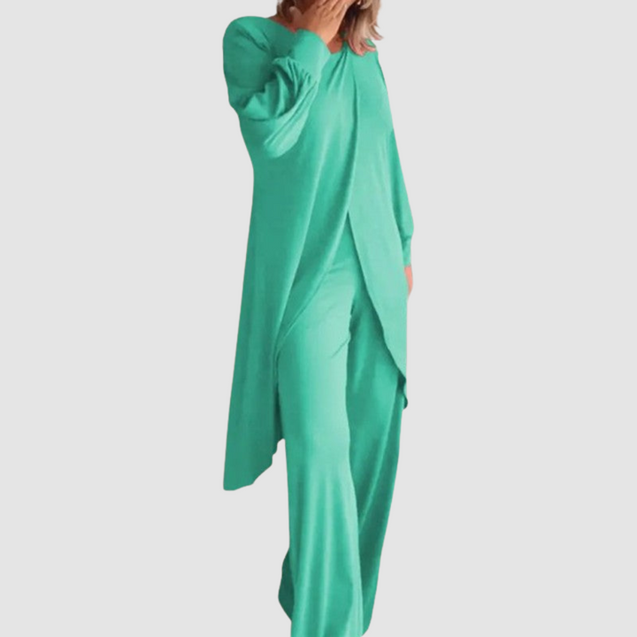 Laine™ Ensemble Élégant | Haut Long et Pantalon Confortable