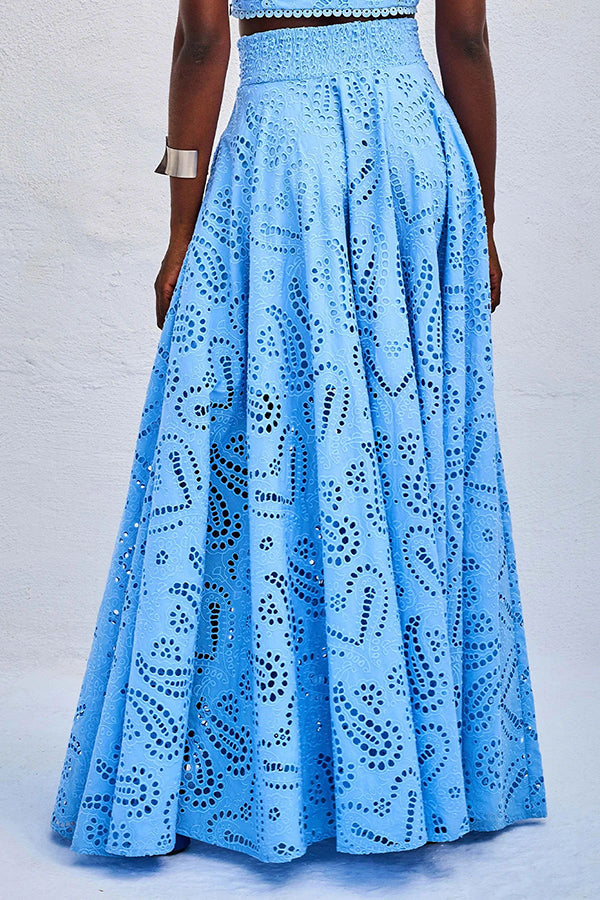 Larissa™ Ensemble Haut Brodé et Jupe Maxi Taille Haute | Tenue Élégante
