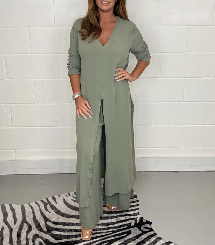 Chérie™ Ensemble Confortable | Blouse Fluide et Pantalon Large