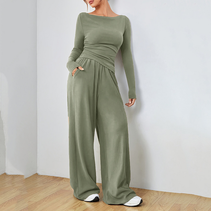Abigaëlle™ Ensemble Élégant et Douillet | Haut Décontracté et Pantalon