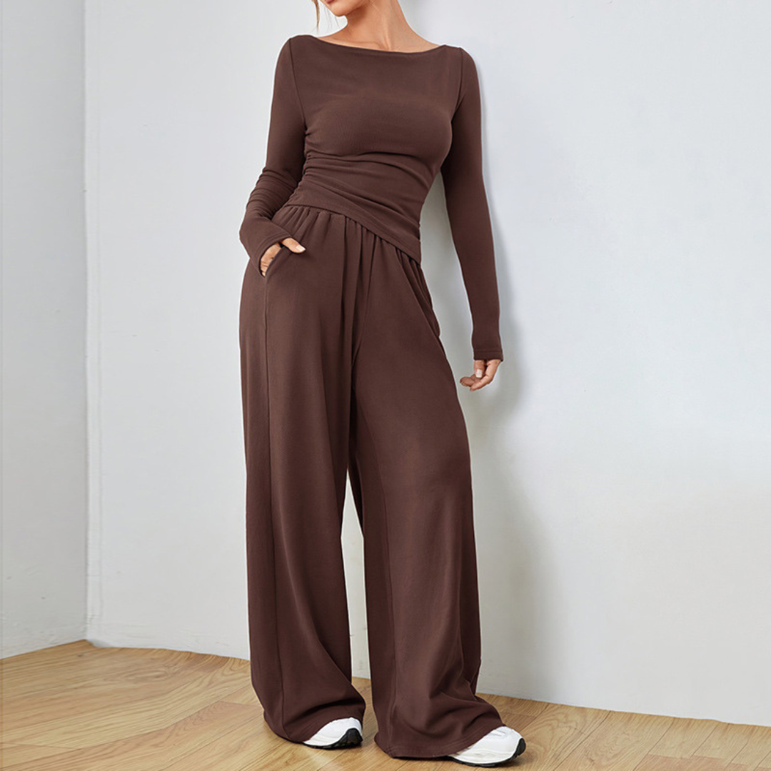 Abigaëlle™ Ensemble Élégant et Douillet | Haut Décontracté et Pantalon