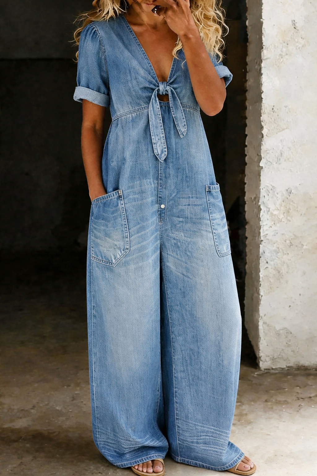 Léna | Combinaison Oversize Bleu Vintage