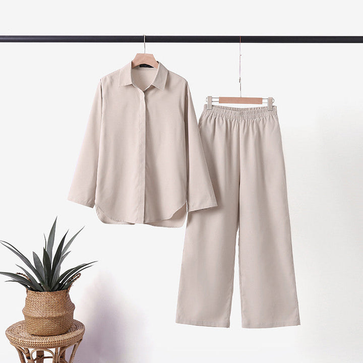 Denise™ Ensemble Casual Élégant | Haut Boutonné Décontracté et Pantalon Large