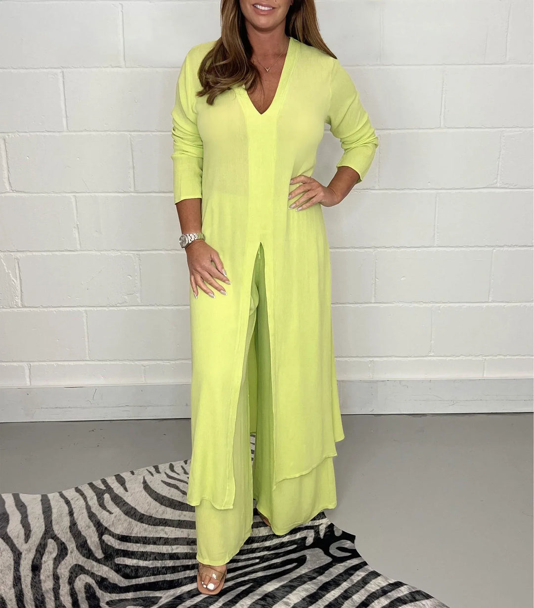 Chérie™ Ensemble Confortable | Blouse Fluide et Pantalon Large