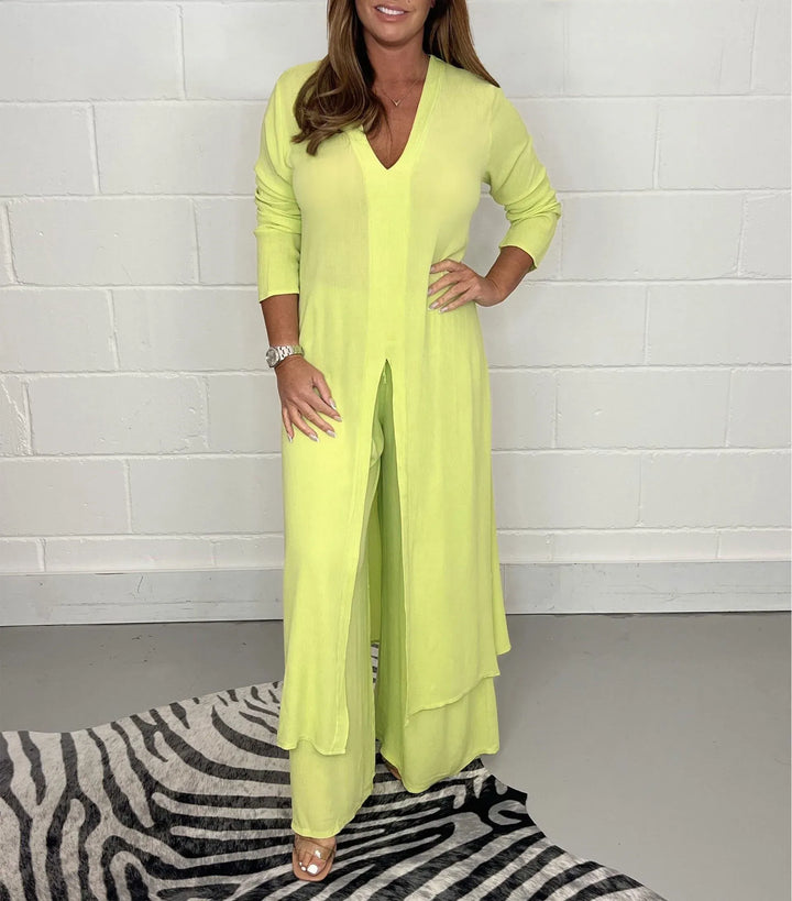 Chérie™ Ensemble Confortable | Blouse Fluide et Pantalon Large